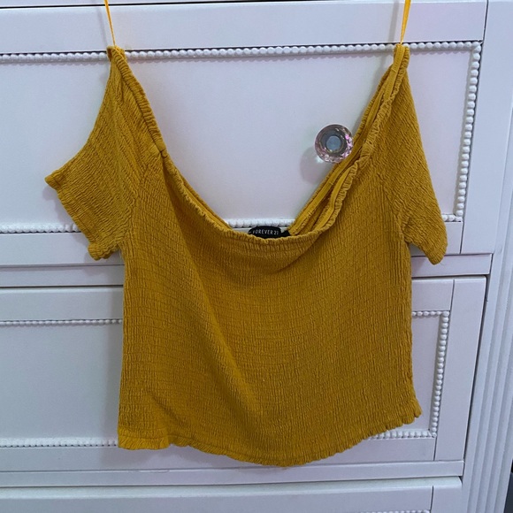 yellow forever 21 off the shoulder top !! - Picture 3 of 4